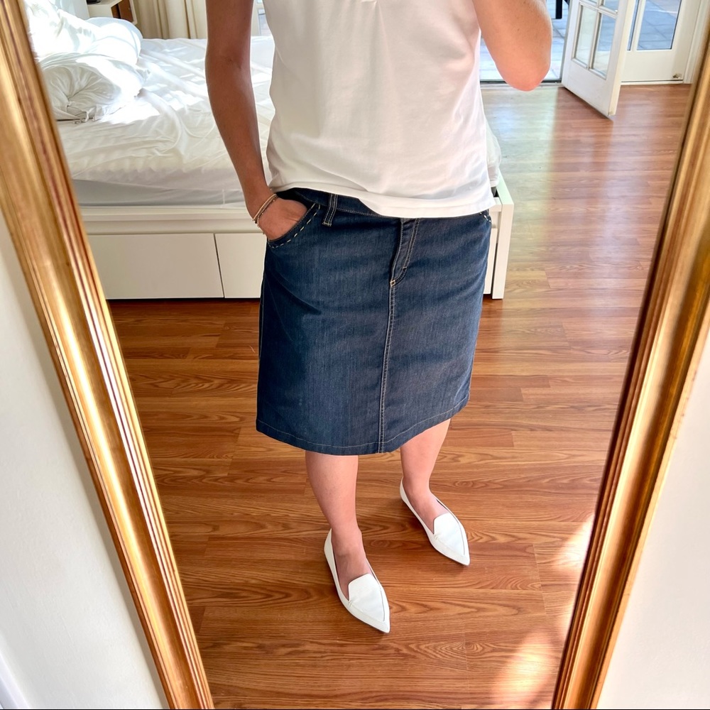 Bogner Blue Denim Knee-Length Skirt - Picture 8 of 12